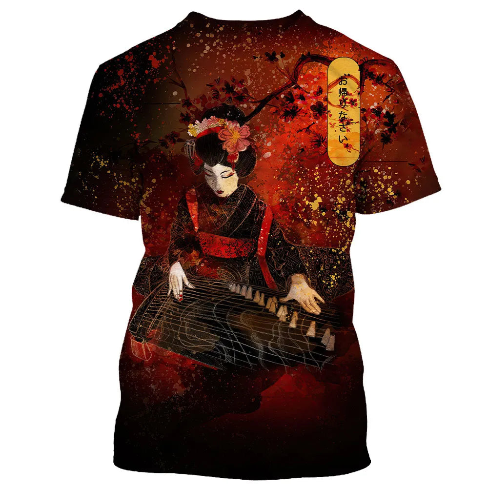 Herren Samurai Oversized 3D T-Shirt Rundhals Unisex Sommer Streetwear