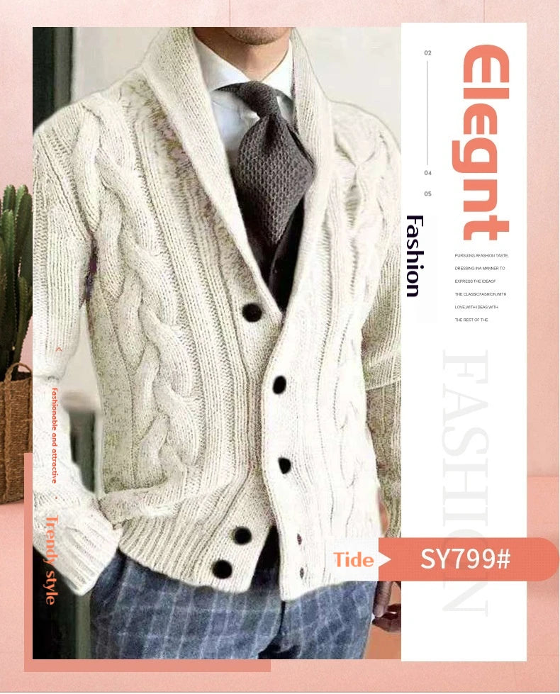 Herren Herbst Jacke Übergangsjacke Sweatjacke Sweater Strickjacke mit Zopfmuster