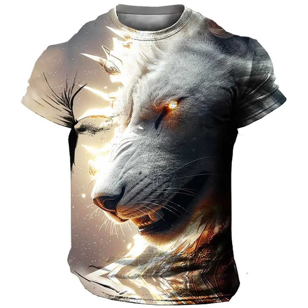 Herren T-Shirt Löwen 3D Shirt Rundhals Streetwear Lions Tank Top Polo Hemd