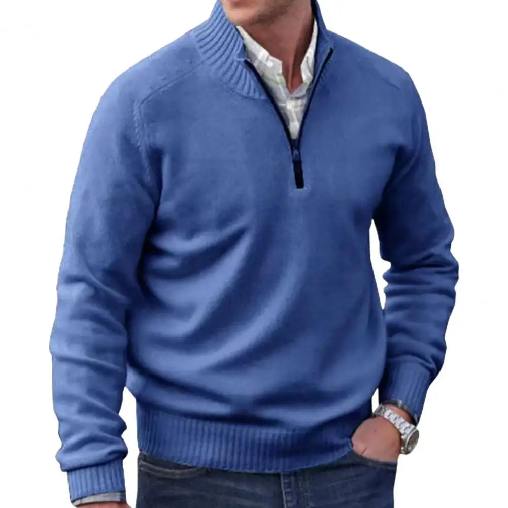 Herren Pullover Sweatshirt Troyer Pulli Sweater Stehkragen Zipper Langarmpulli