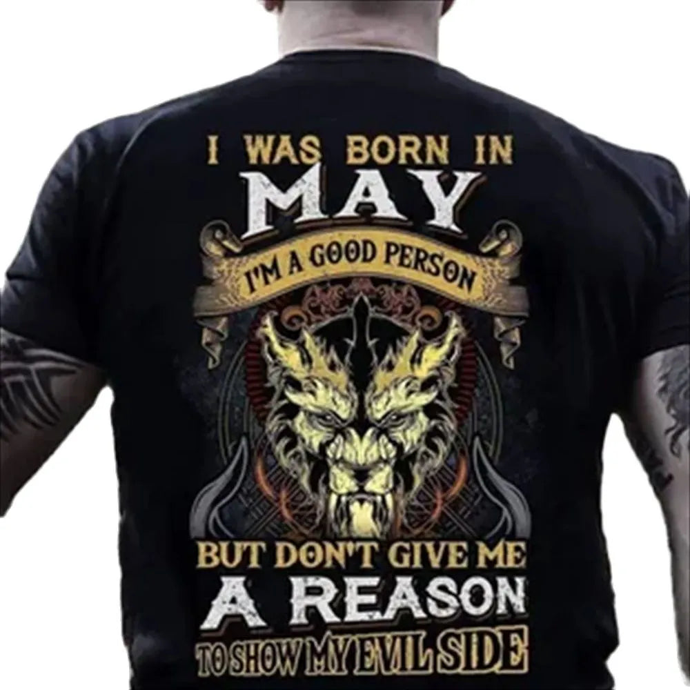 Herren Gym Fitness Vikings Tattoo 3D T-Shirt Rundhals Unisex Streetwear