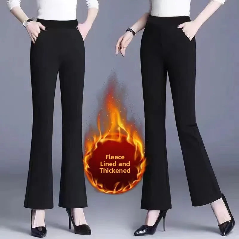 Damen Winter Warm Thermo Schlaghose Hose Innenfleece Stretch Hosen Leggins