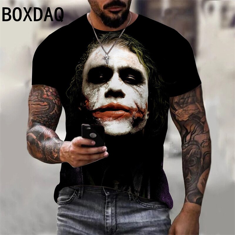 Herren Fashion Vintage  Joker 3D T-Shirt Rundhals Unisex Sommer Streetwear