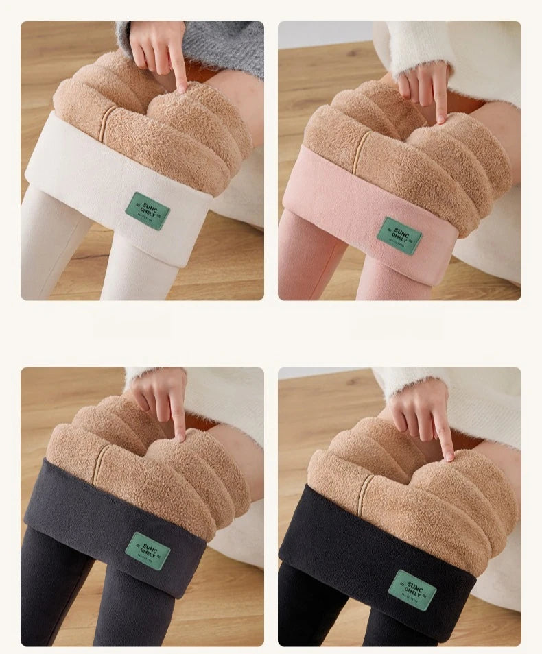 Frauen Hose Winter Leggins Warm Thermohose Innenfleece Blickdichte Strumpfhose