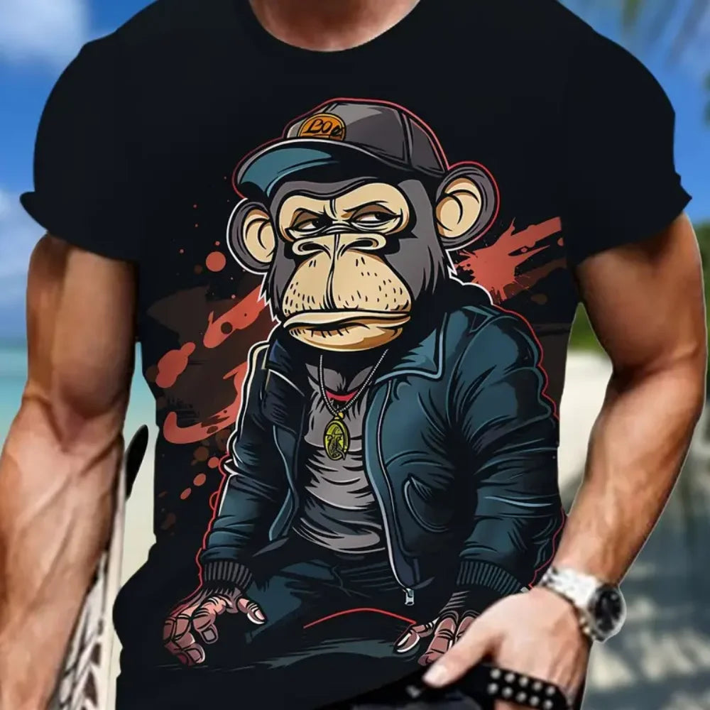 Neue Trend Affe Muster männer Kleidung Sommer Mode Atmungsaktive männer Top Vielseitig männer T-Shirt Casual Männer Kurzarm t