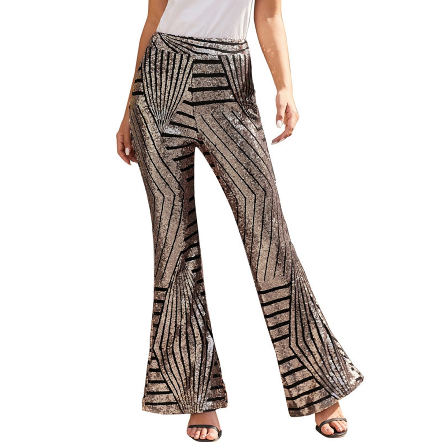 Damen Yoga Hose Bootcut Hüftjeans Schlaghose Hip Retro Flared Leggins