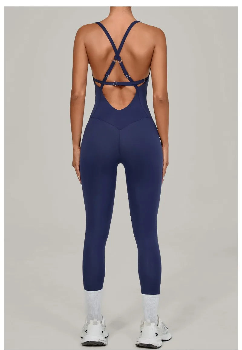 Tuta intera Sportiva Donna Rompers Pantaloni Yoga Palestra Sexy Jumpsuit Tutina