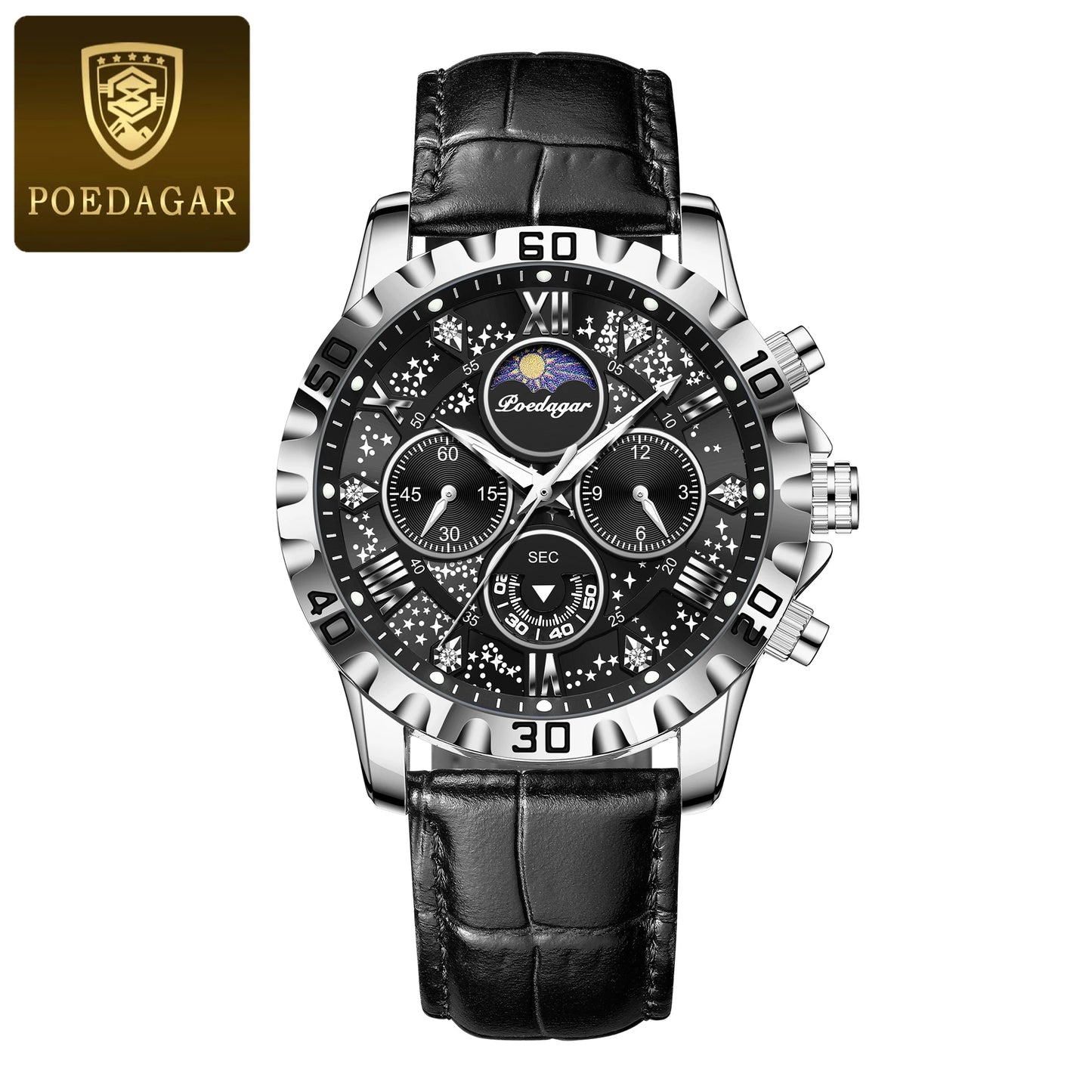 Herren Armbanduhr Digital Uhr Silber Edelstahl LED Quarzuhr Luxus Chronograph