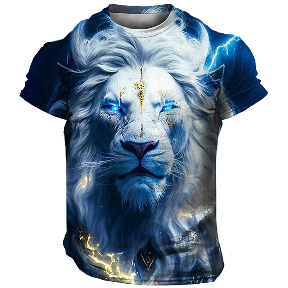 Herren T-Shirt Löwen 3D Shirt Rundhals Streetwear Lions Tank Top Polo Hemd