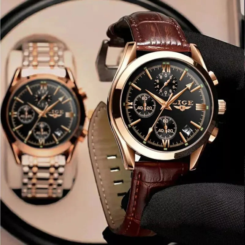 Herren Armbanduhr Digital Uhr Silber Edelstahl LED Quarzuhr Luxus Chronograph