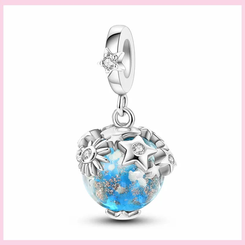 Charms Anhänger 925er Sterling Silber Armband Muranoglasperlen Damen Glas Beads