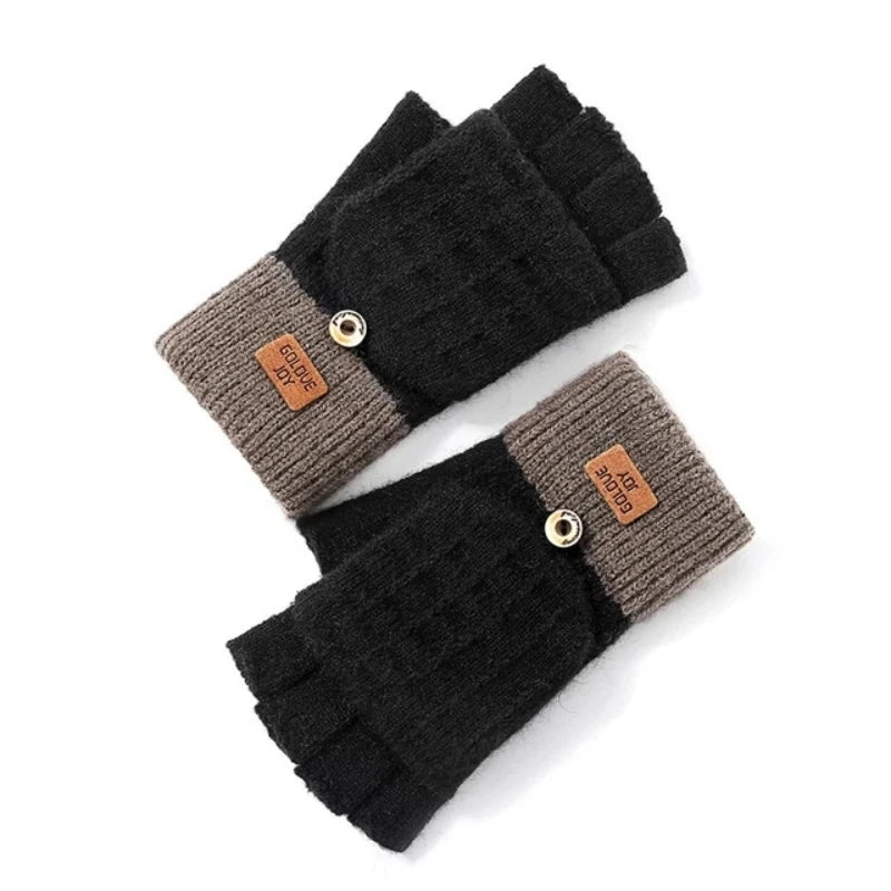 Damen Handschuhe Herbst Winter Gestrickte Damenhandschuhe Fäustlinge Touchscreen