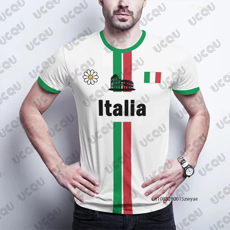 T-Shirt Uomo Manica Corta Italia Tops Maglietta Camicia Maglia Italy