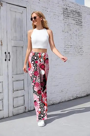 Pantaloni Yoga donna a gamba larga Leggins Svasati Sportivi Fitness Tuta Retro