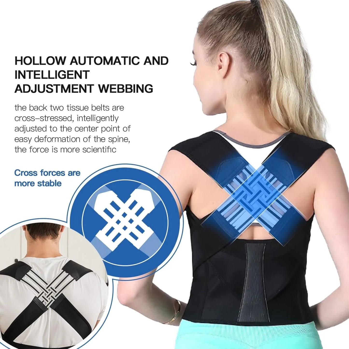 Rückenhalter Geradehalter Verstellbarer Rückenbandage Haltungskorrektur Stabilisator