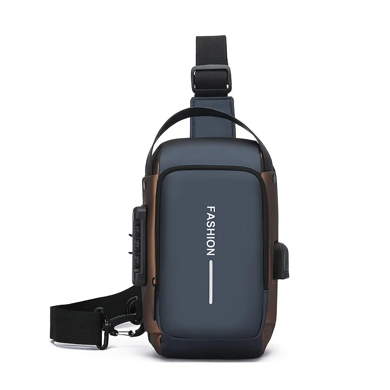 Zaino Monospalla Borsa Da Petto Marsupio Per Uomo Borsello Moto con Porta USB