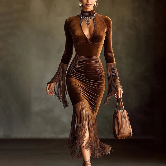 Damen Kleid Samtkleid mit Raffungen Partykleid Cocktail Abendkleid Sexy Clubwear