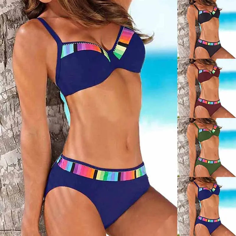 Frauen Bademode Böhmisch Bikini Set Sexy Push Up Badeanzug Damen Tanga