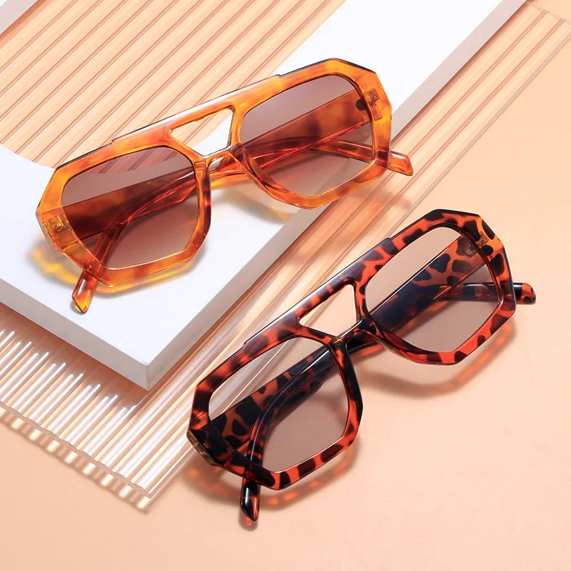 Damen Sonnenbrille Designer Luxus Brille Quadratische Übergröße Gläser Vintage