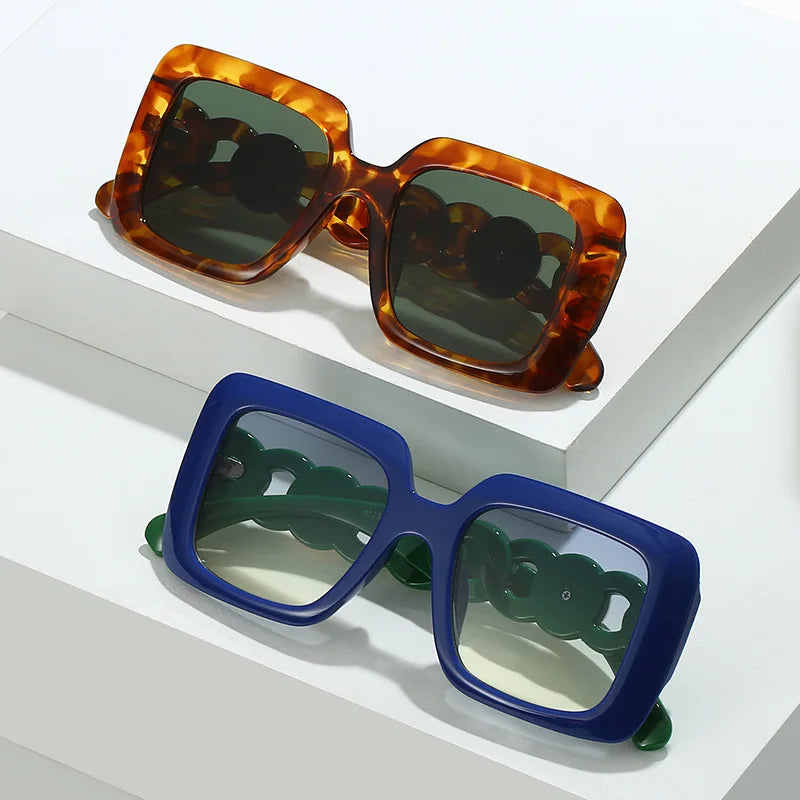 Damen Sonnenbrille Designer Luxus Brille Quadratische Gläser Vintage UV400