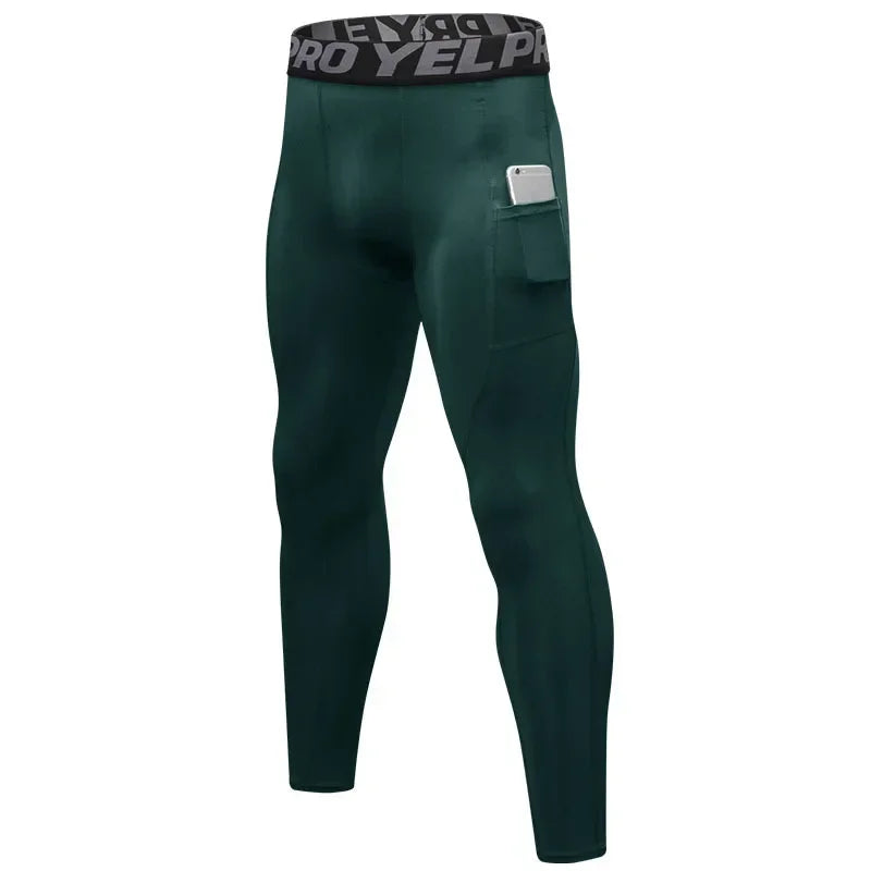 Pantaloni a Compressione da Uomo Leggings Calcio Corsa Palestra Leggins Calza