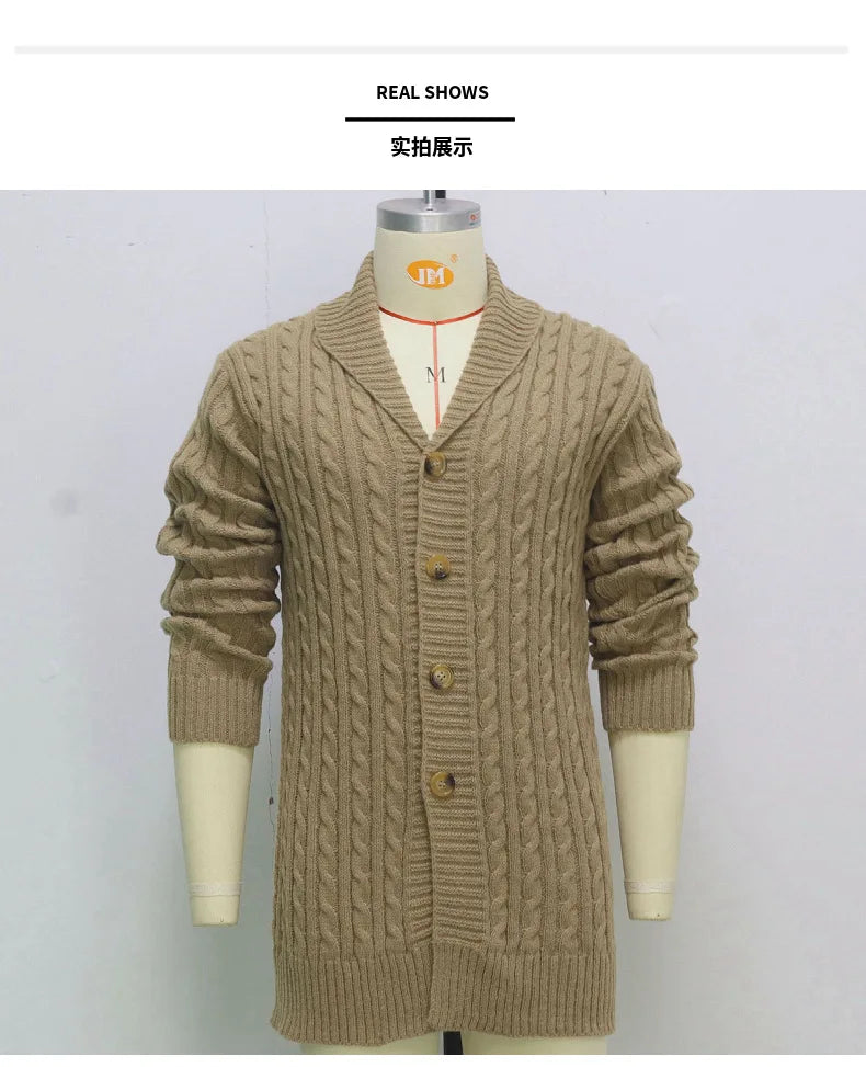 Herren Herbst Jacke Übergangsjacke Sweatjacke Sweater Strickjacke mit Zopfmuster