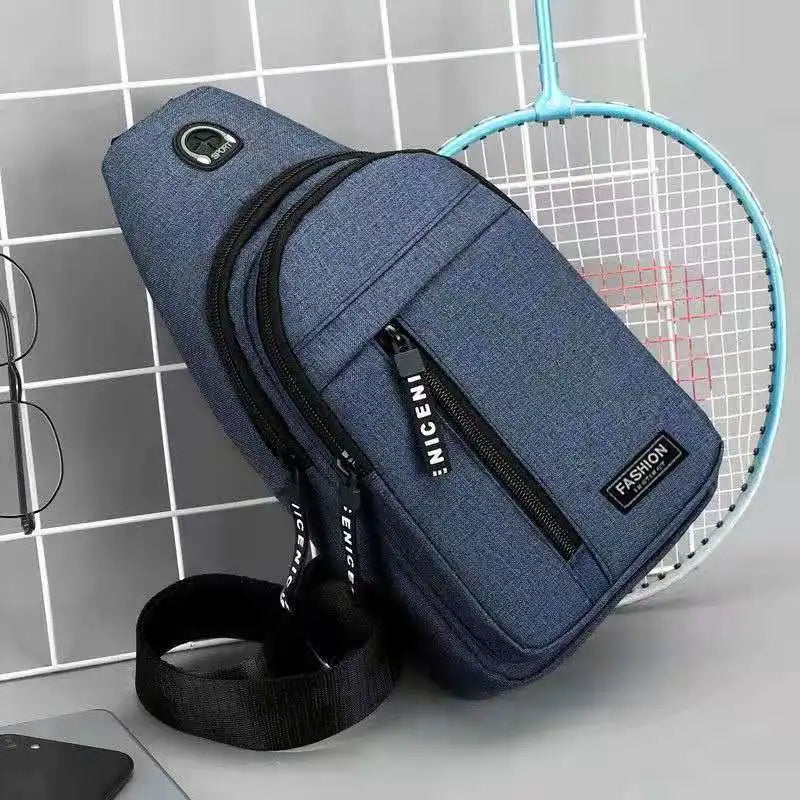 Zaino Monospalla Borsa Da Petto Marsupio Per Uomo Borsello Moto con Porta USB