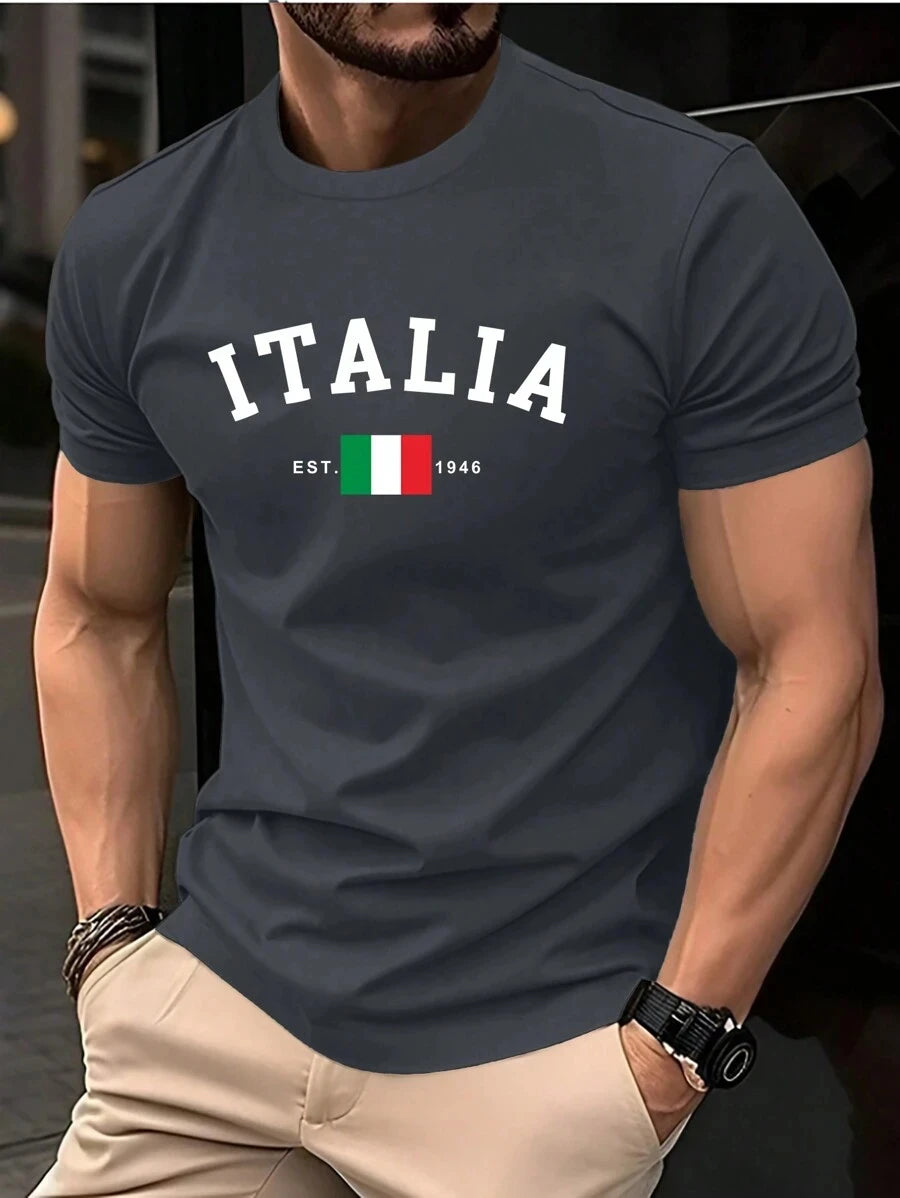 T-Shirt Uomo Manica Corta Italia Tops Maglietta Camicia Maglia Italy