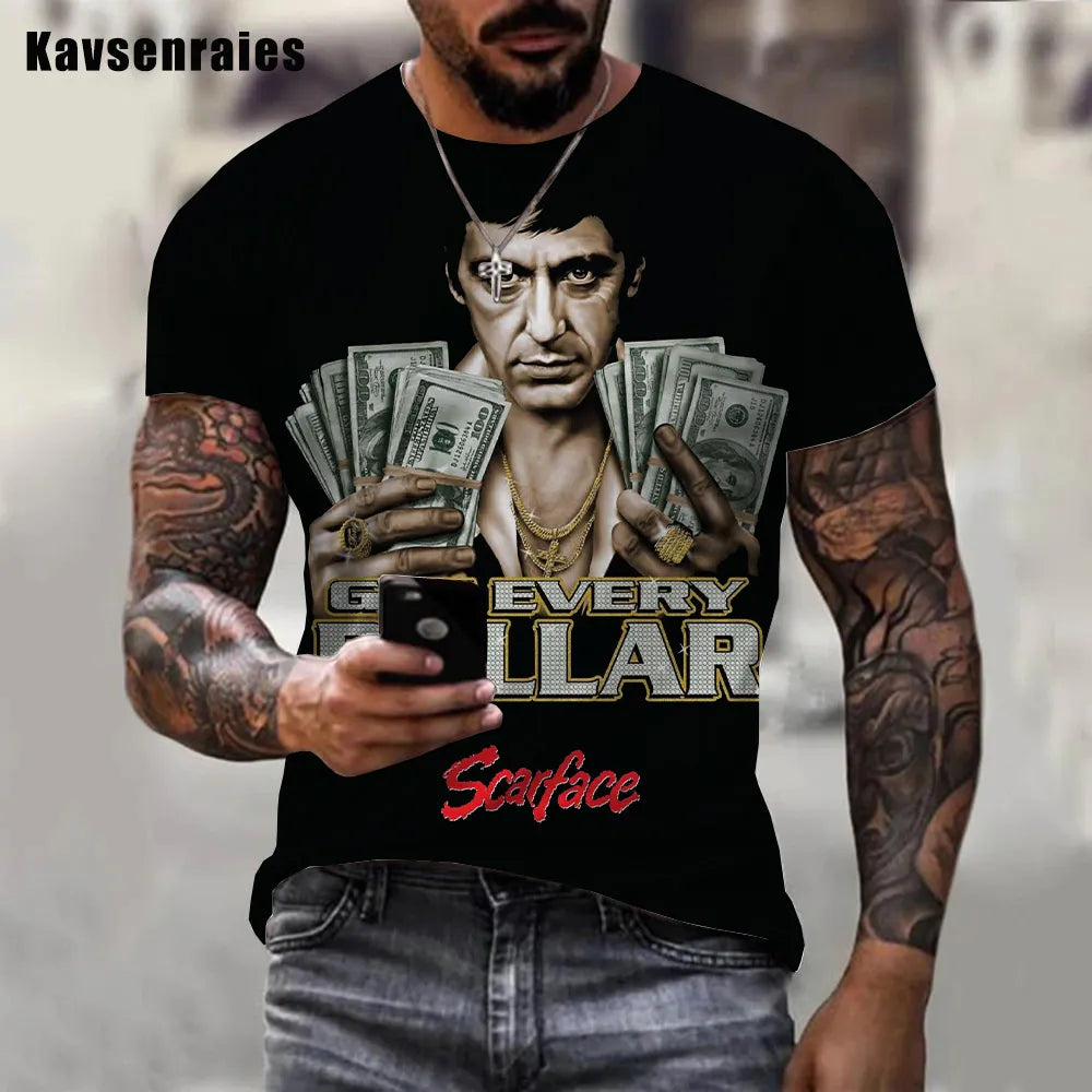 Herren Fashion Vintage 3D T-Shirt Rundhals Unisex Sommer Streetwear