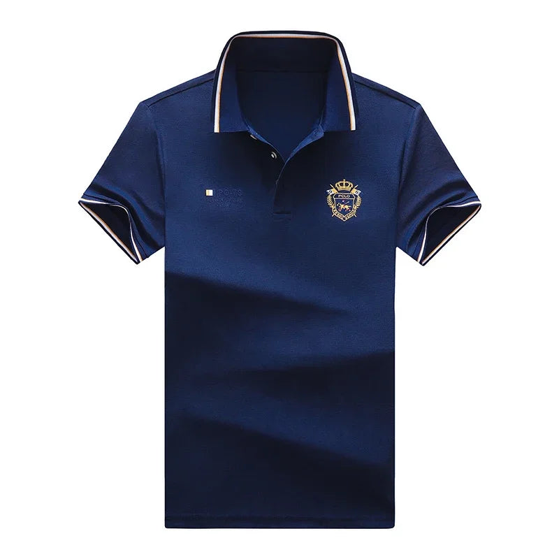 Sommer männer Casual Stickerei Kurzarm Polo-Shirt Neue Mode Einfarbig Top
