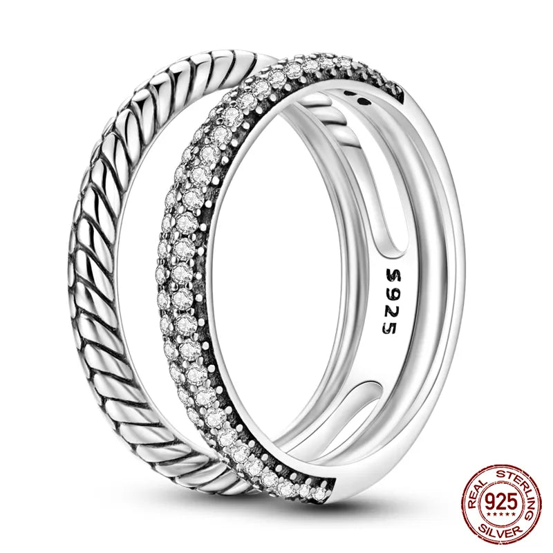 Massiv Sterling Silber 925 Ring filigran Fashion Damenring mit AAA Zirkonia