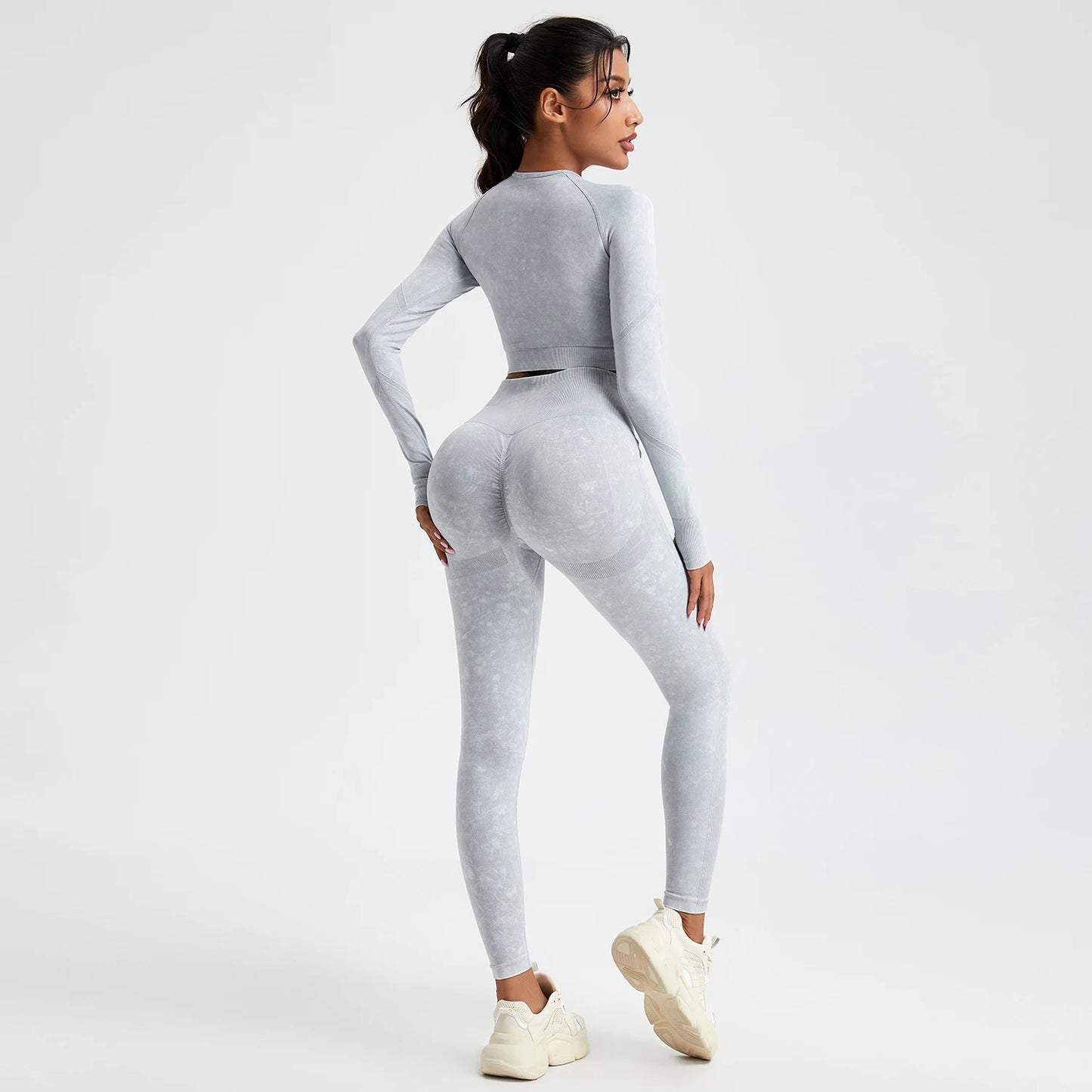 Damen Leggings Push Up Stretch Leggins Yoga Fitness Hose Sport BH Set Top Gym