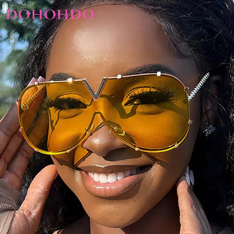 Damen Sonnenbrille Designer Luxus Brille Quadratische Übergröße Gläser Vintage