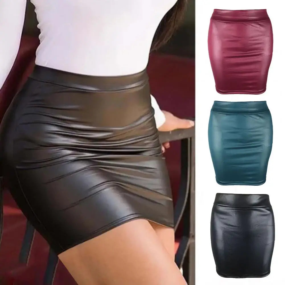 Sexy Damen Lederrock Minirock PU Mini Rock Bodycon Partyrock Clubwear