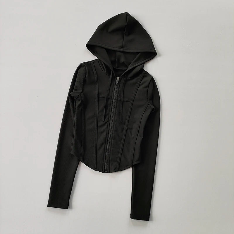 Damen kurze Sportjacke Sweatshirt Fitness Gym Jacke Yogajacke Yoga Sportswear
