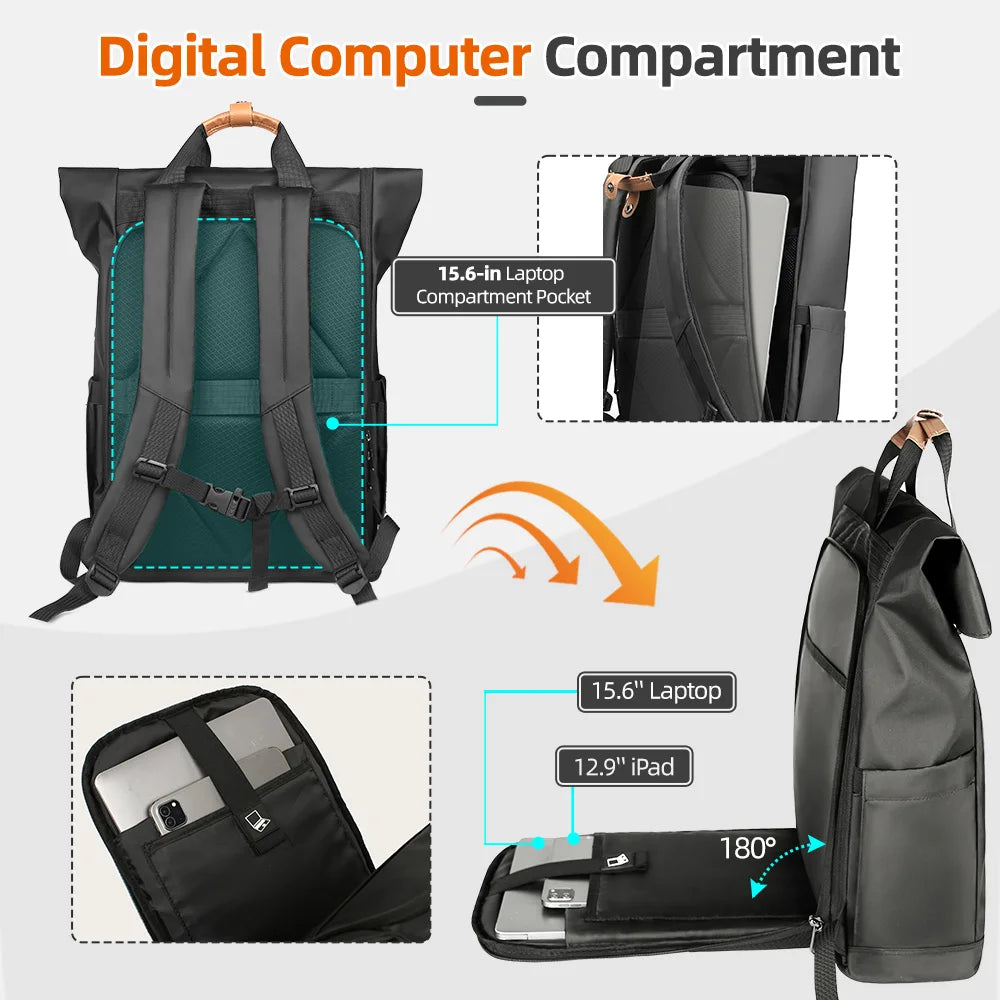 Fahrradrucksack RollTop Rucksack Herren 23–28L wasserdicht Laptop Tasche Damen