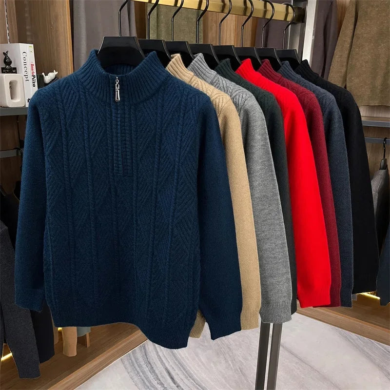 Herren Pullover Sweatshirt Troyer Pulli Sweater Stehkragen Zipper Langarmpulli