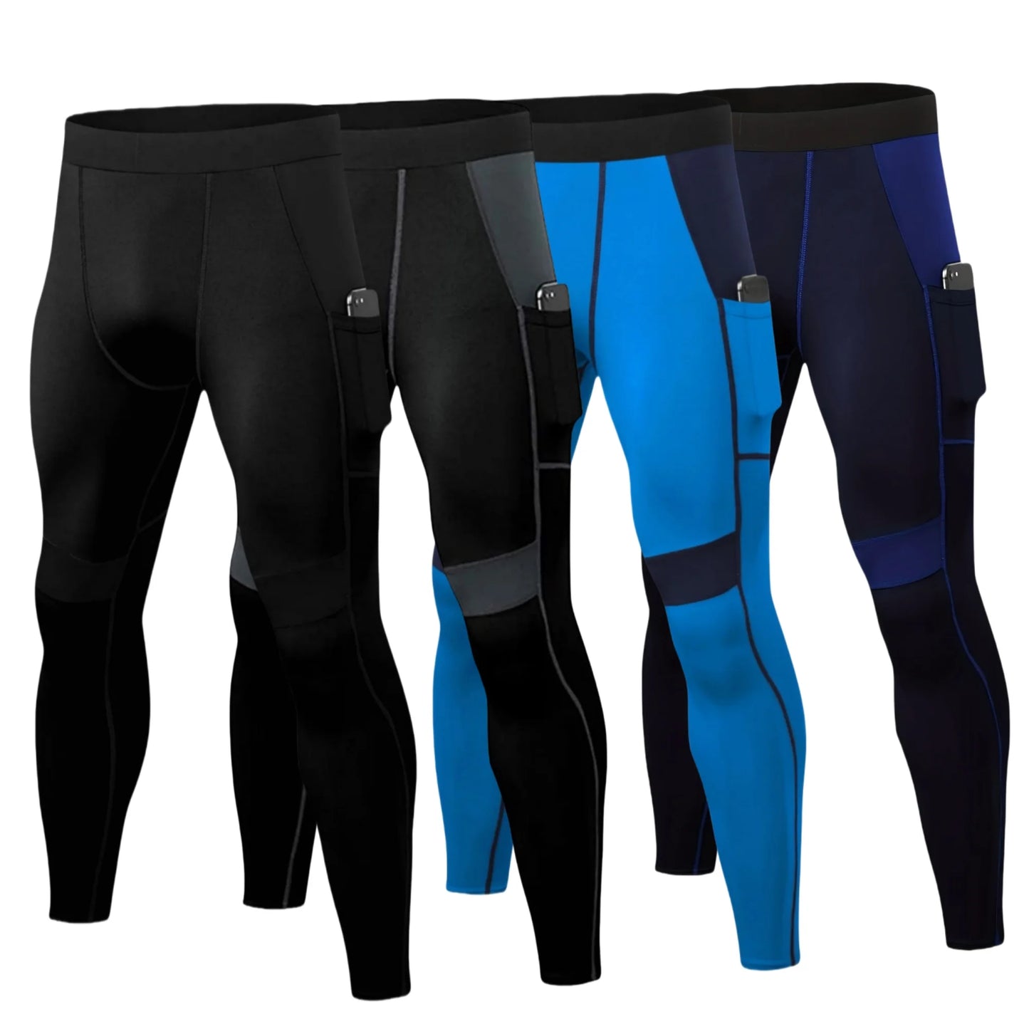 Pantaloni a Compressione da Uomo Leggings Calcio Corsa Palestra Leggins Calza