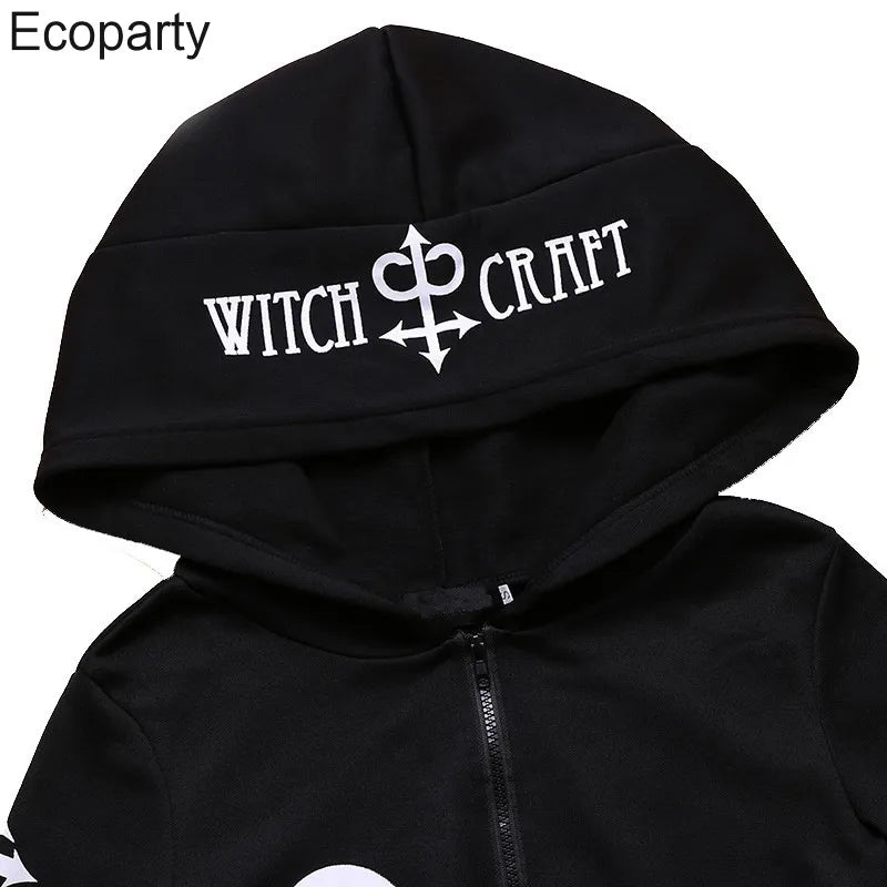 Gothic Kapuzenpullover Sweatjacke Zip Hoodie Sweatshirt Pullover Pulli Damen