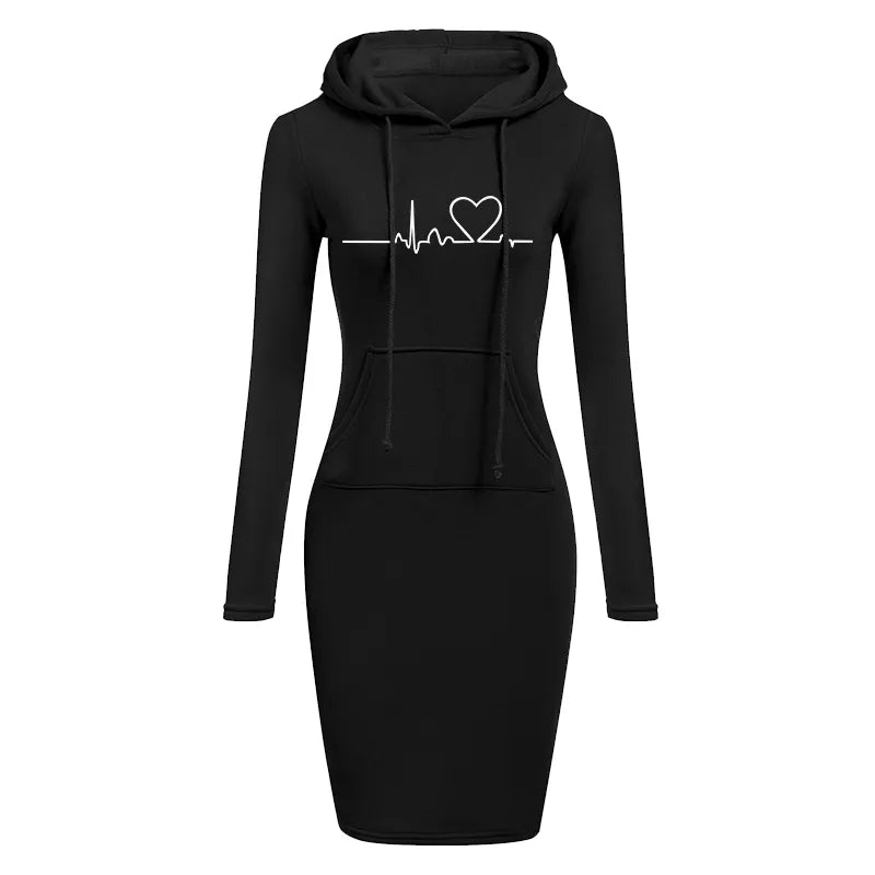 Damen Kapuzenkleid Pullikleid Party Kleid Minikleid Hoodie Kapuzenpullover
