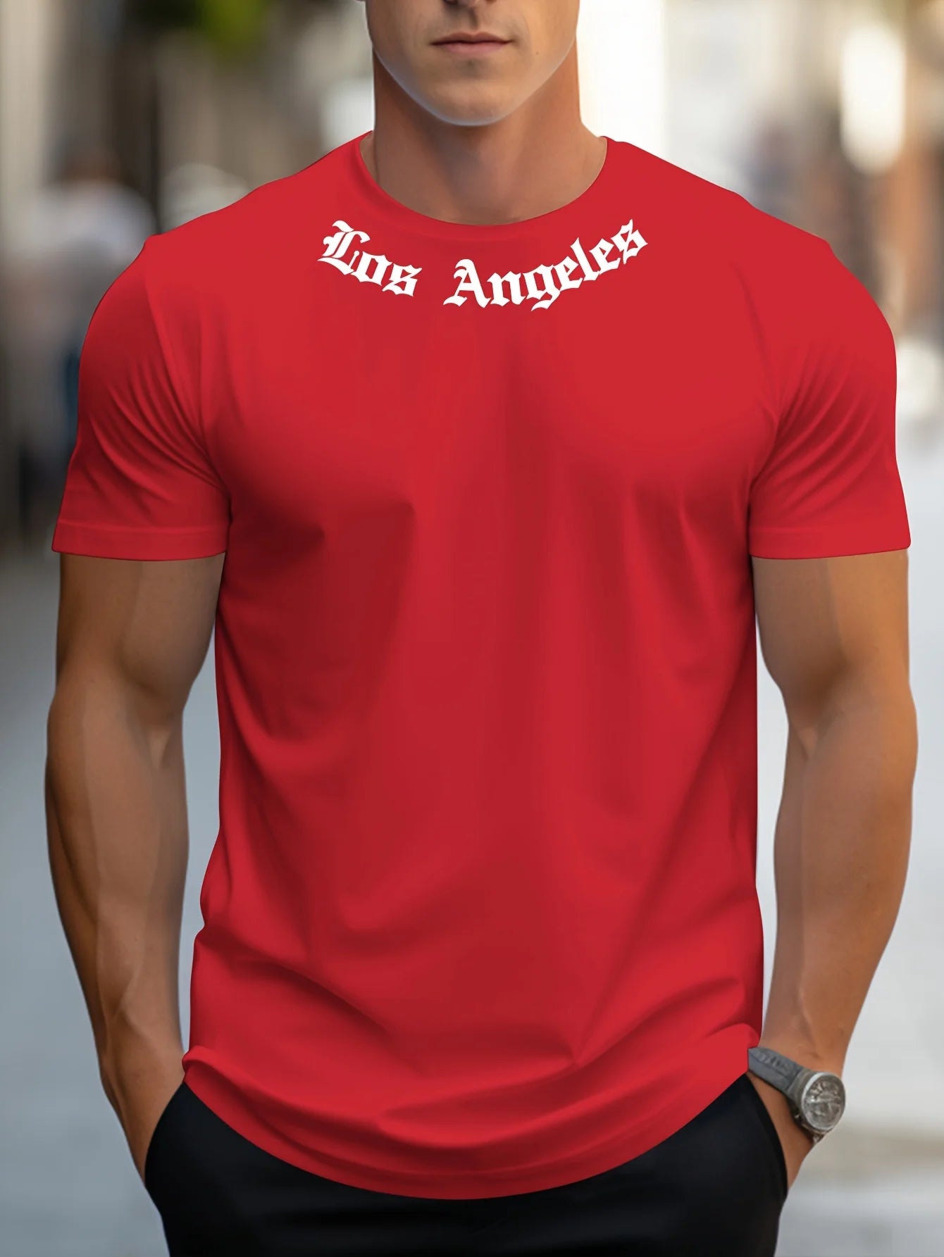Herren T-Shirt Los Angeles Shirt Rundhals Streetwear Tank Top Hemd Polohemd