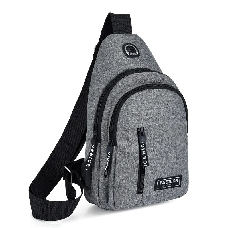 Zaino Monospalla Borsa Da Petto Marsupio Per Uomo Borsello Moto con Porta USB