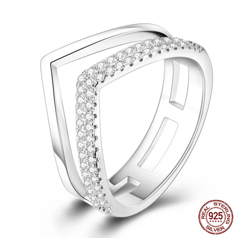 Massiv Sterling Silber 925 Ring filigran Fashion Damenring mit AAA Zirkonia