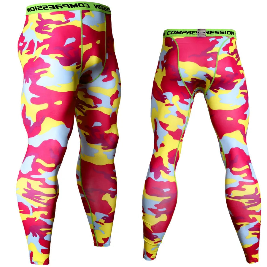 Pantaloni a Compressione da Uomo Leggings Calcio Corsa Palestra Leggins Calza