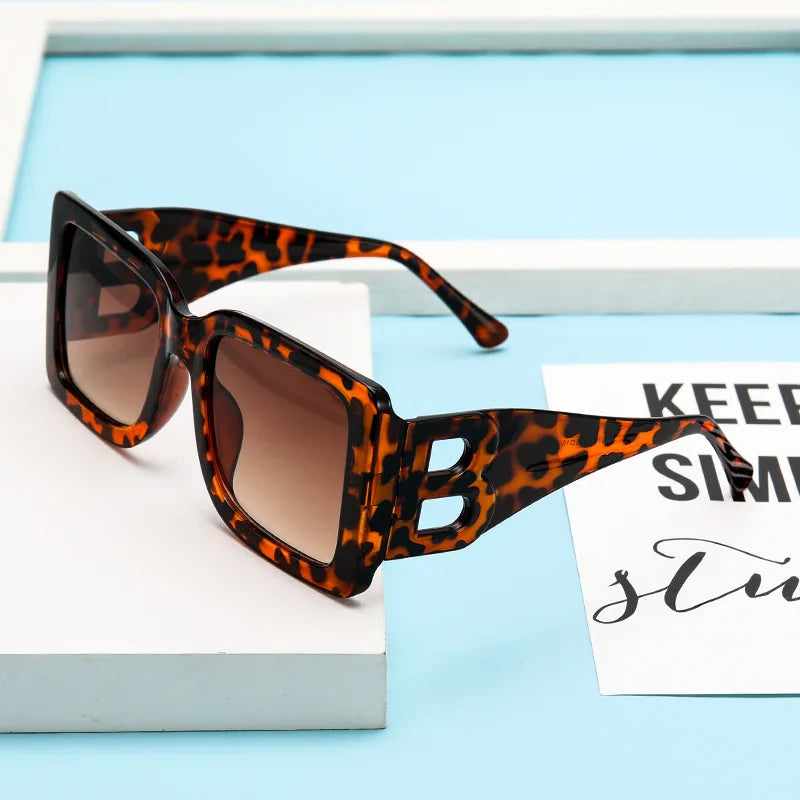 Damen Sonnenbrille Designer Luxus Brille Quadratische Übergröße Gläser Vintage