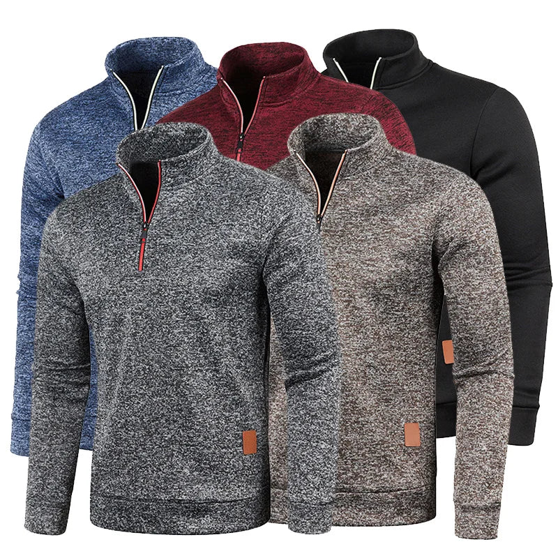 Herren Pullover Sweatshirt Troyer Pulli Sweater Stehkragen Zipper Langarmpulli