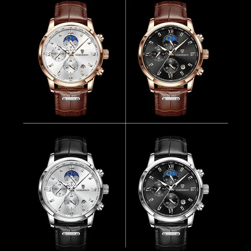 Herren Armbanduhr Digital Uhr Silber Edelstahl LED Quarzuhr Luxus Chronograph