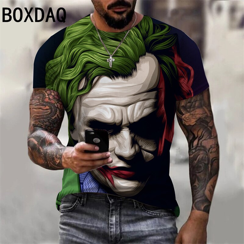 Herren Fashion Vintage  Joker 3D T-Shirt Rundhals Unisex Sommer Streetwear