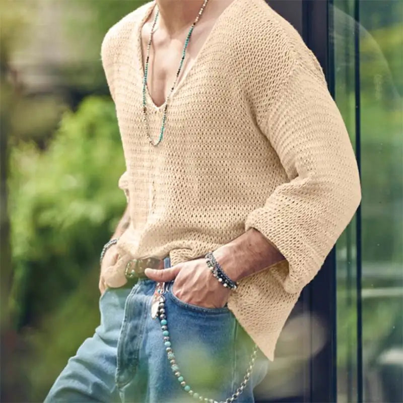 Herren Pullover Sweatshirt Leichter Pulli Sweater Langarm Shirt Strickpullover