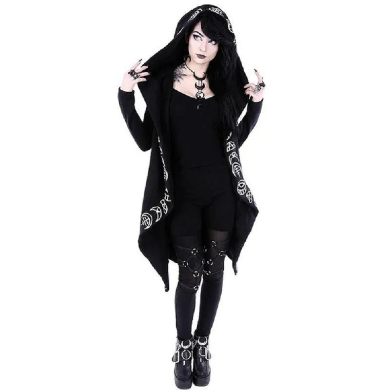 Gothic Kapuzenpullover Sweatjacke Zip Hoodie Sweatshirt Pullover Pulli Damen